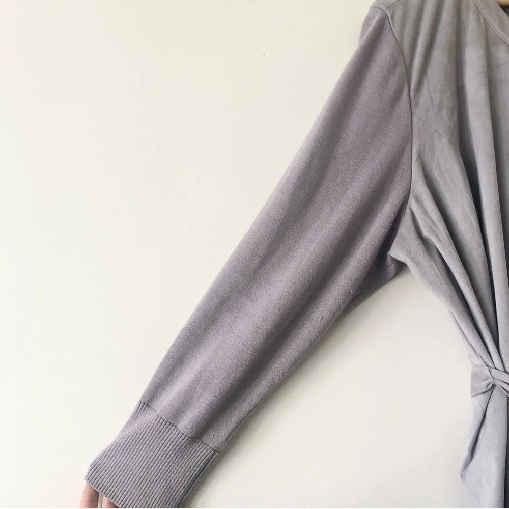 H by Halston Faux Suede Zip Up Duster Style Jacket With Tie Waist Size 26W